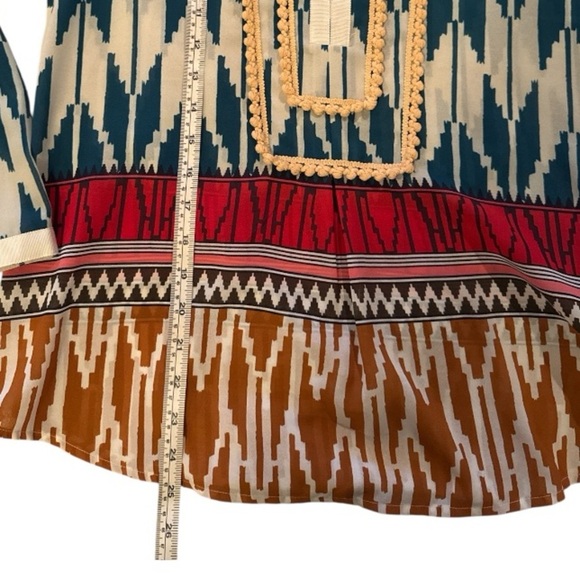 Maeve Anthropologie Ikat Rohana Aztec Popover Blouse Sz 2 Aztec Boho Relaxed Fit - Picture 3 of 10